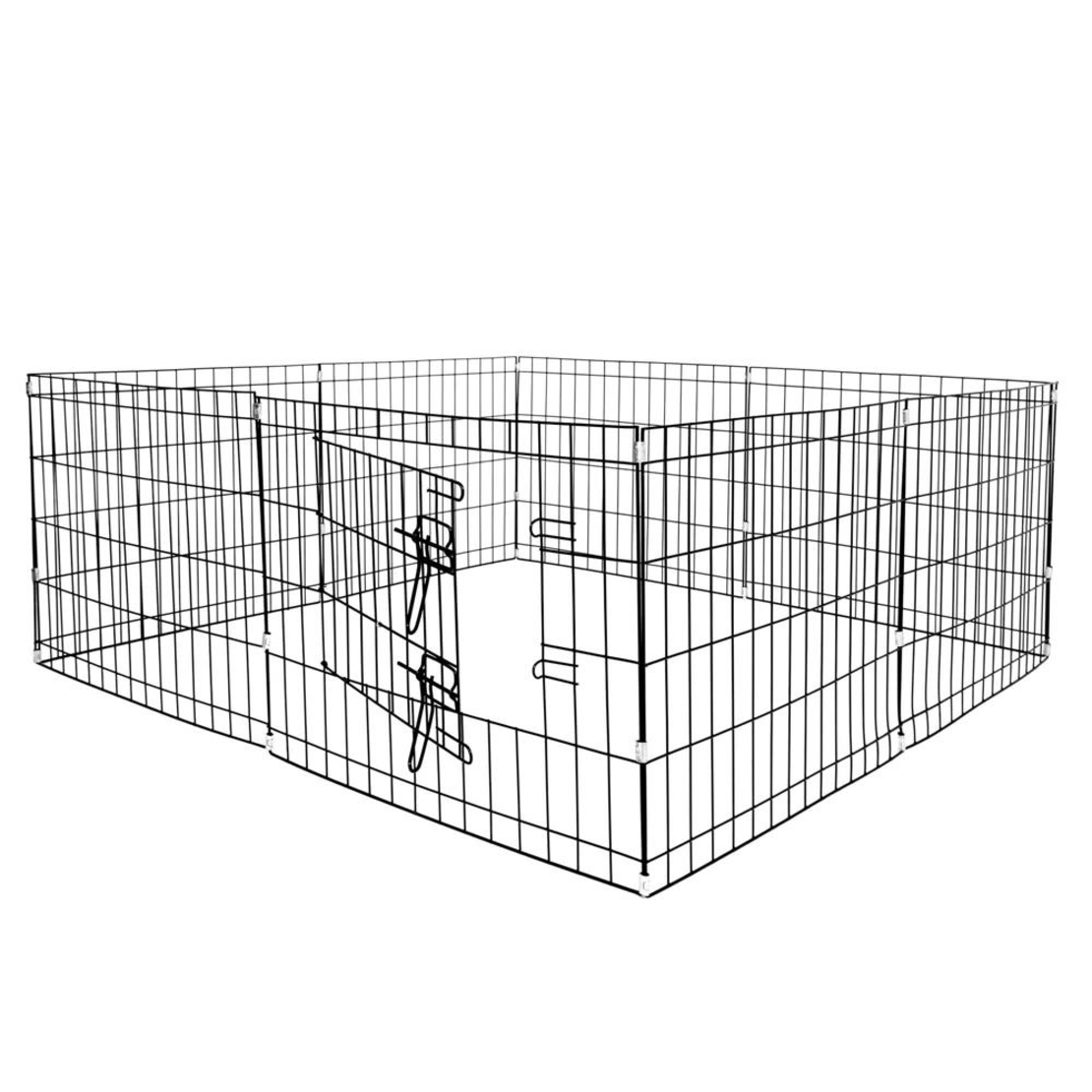 Tarc pentru animale de companie, din fier, forma configurabila, cu usa de acces, 3XL, 155x155x61cm, negru