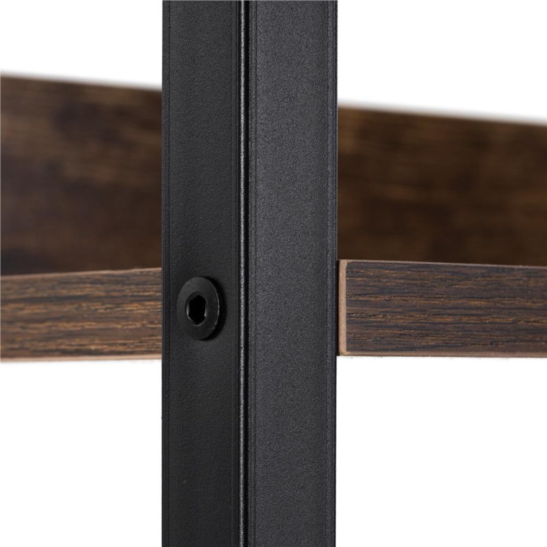 Etajera cu 4 polite din MDF si cadru metalic, stil industrial, 60x28x124.5 cm, maro inchis si negru