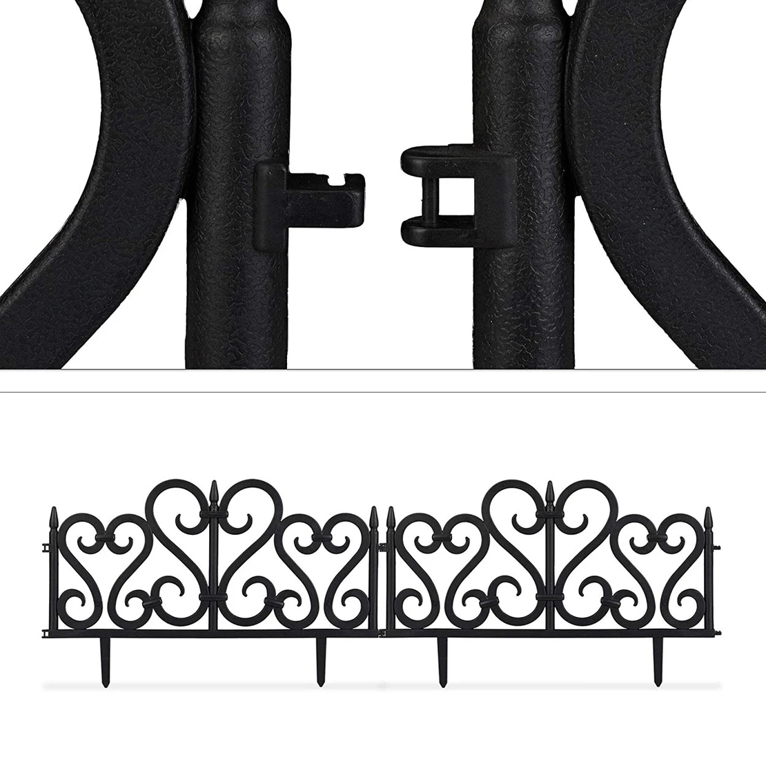 Set 4 panouri de gard decorativ gradina, flexibil, PVC, set 4 x 60x33 cm, negru