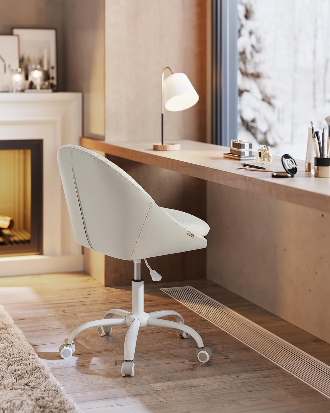 SONGMICS Scaun de birou ergonomic, inaltime reglabila, 60x60x(80-90) cm, bej