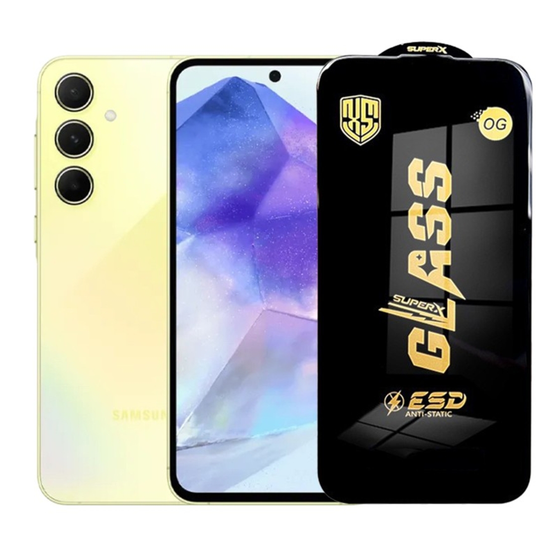 Folie de Protectie pentru Samsung Galaxy A55, Vafy, Sticla Securizata ESD, Margini Negre, Rezistenta la Zgirieturi, Antistatica, 0.35 mm, Transparenta