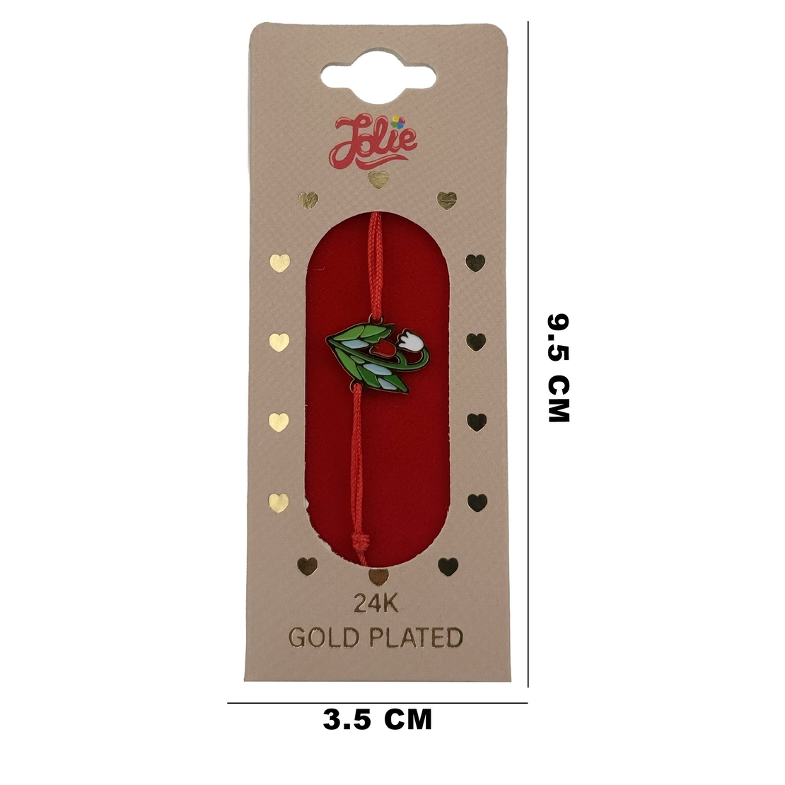 Bratara Placata cu Aur 24k Copii, Jolie, Model Lalele, cu Snur Rosu, 3.5 x 9.5, Multicolor