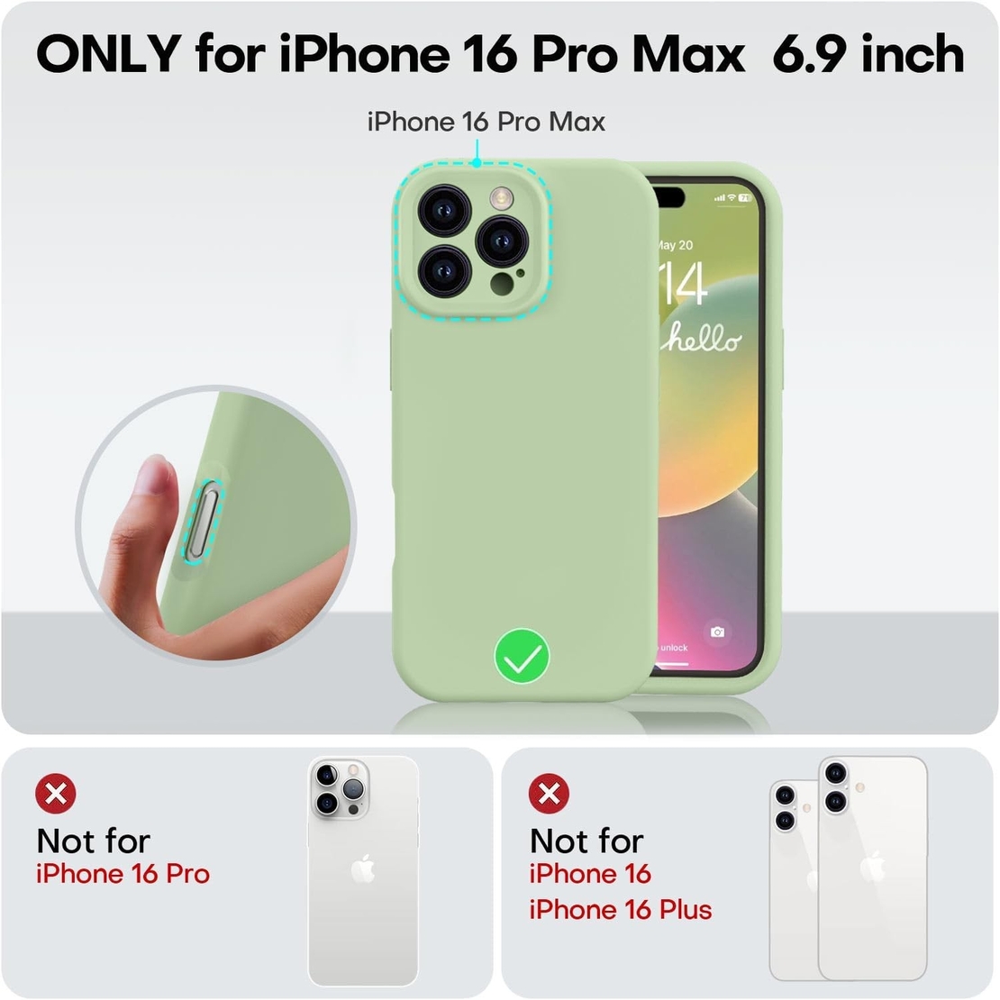 Husa de Protectie Matte TPU, Vafy, pentru Apple iPhone 16 Pro Max, Protectie Camera, Antisoc, Antizgariere, Antialunecare, Acoperire Completa, Verde
