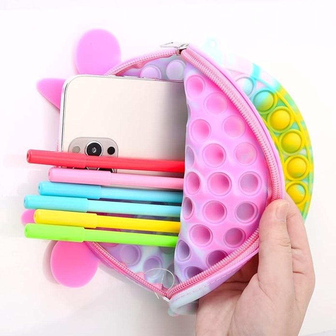 Jucarie antistres din silicon Flippy, Pop it Now and Flip It ,Geanta ,Multicolor