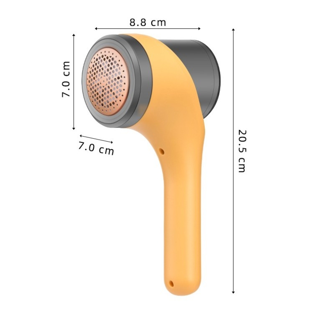 Aparat Scame si Par Haine, Vafy, Electric, USB inclus, Periuta Curatare, pentru Diferite Tesaturi, 3 Trepte, 20.5 x 8.8 x 7 cm, Galben