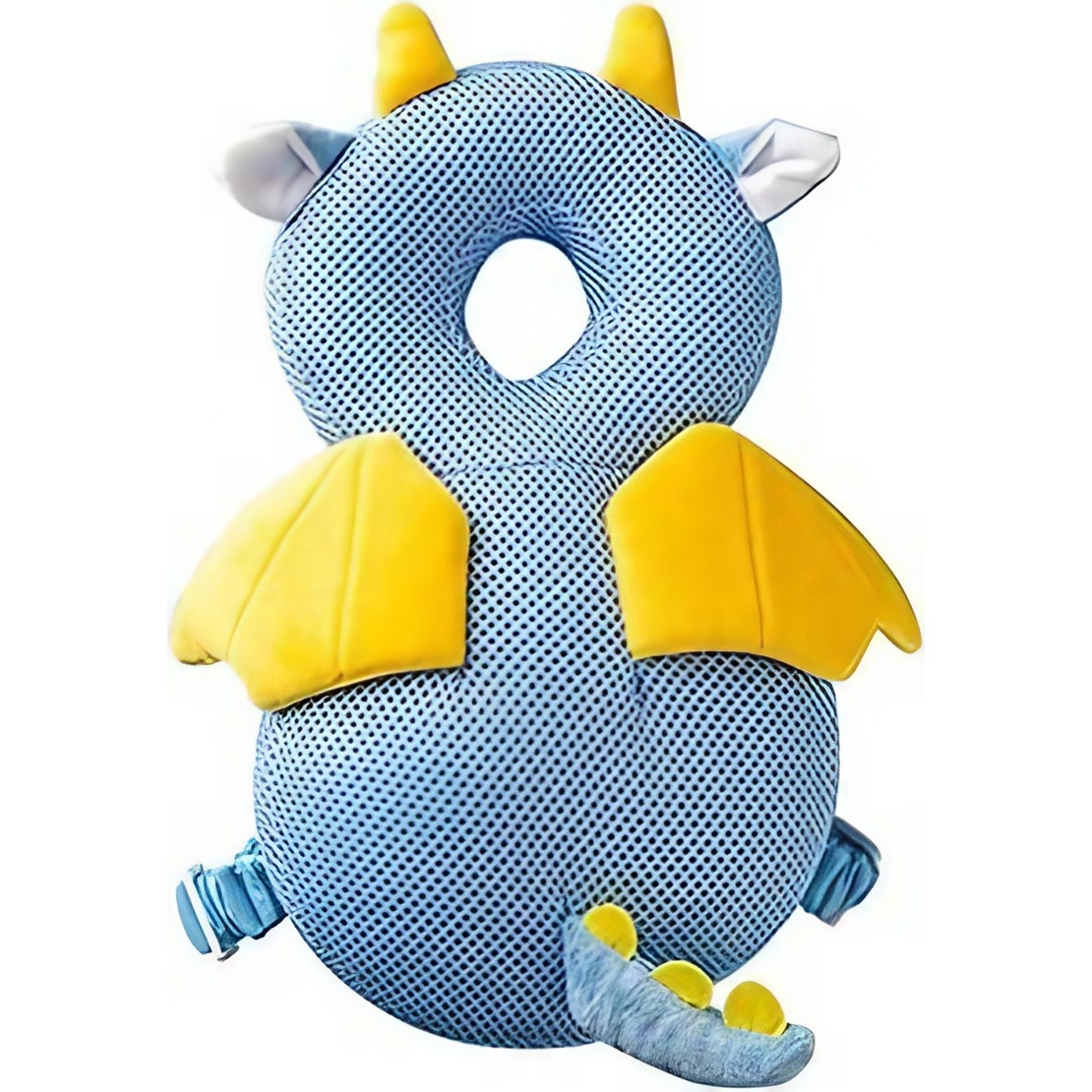 Perna tip Rucsac pentru Protectia Capului, Vafy, Tetiera tip Dragon, pentru Bebelusi, Design tip Plasa, 33x6x19 cm, 180 g, Albastru