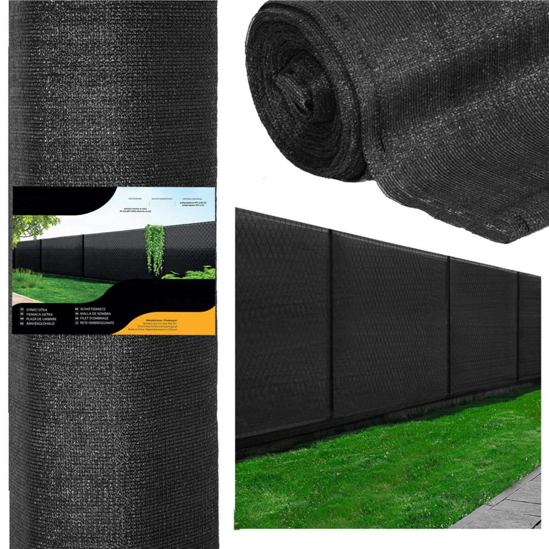 Plasa umbrire si intimitate pentru gard, 1.5m latime, 10m lungime, 140g densitate, negru