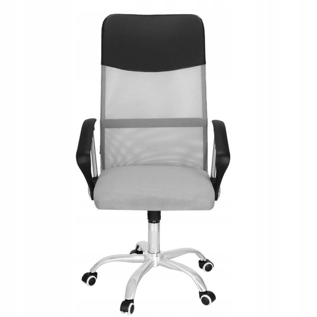 Scaun de birou ergonomic cu reglaj pe inaltime, material tip mesh si ecopiele, 58x60x117 cm, gri