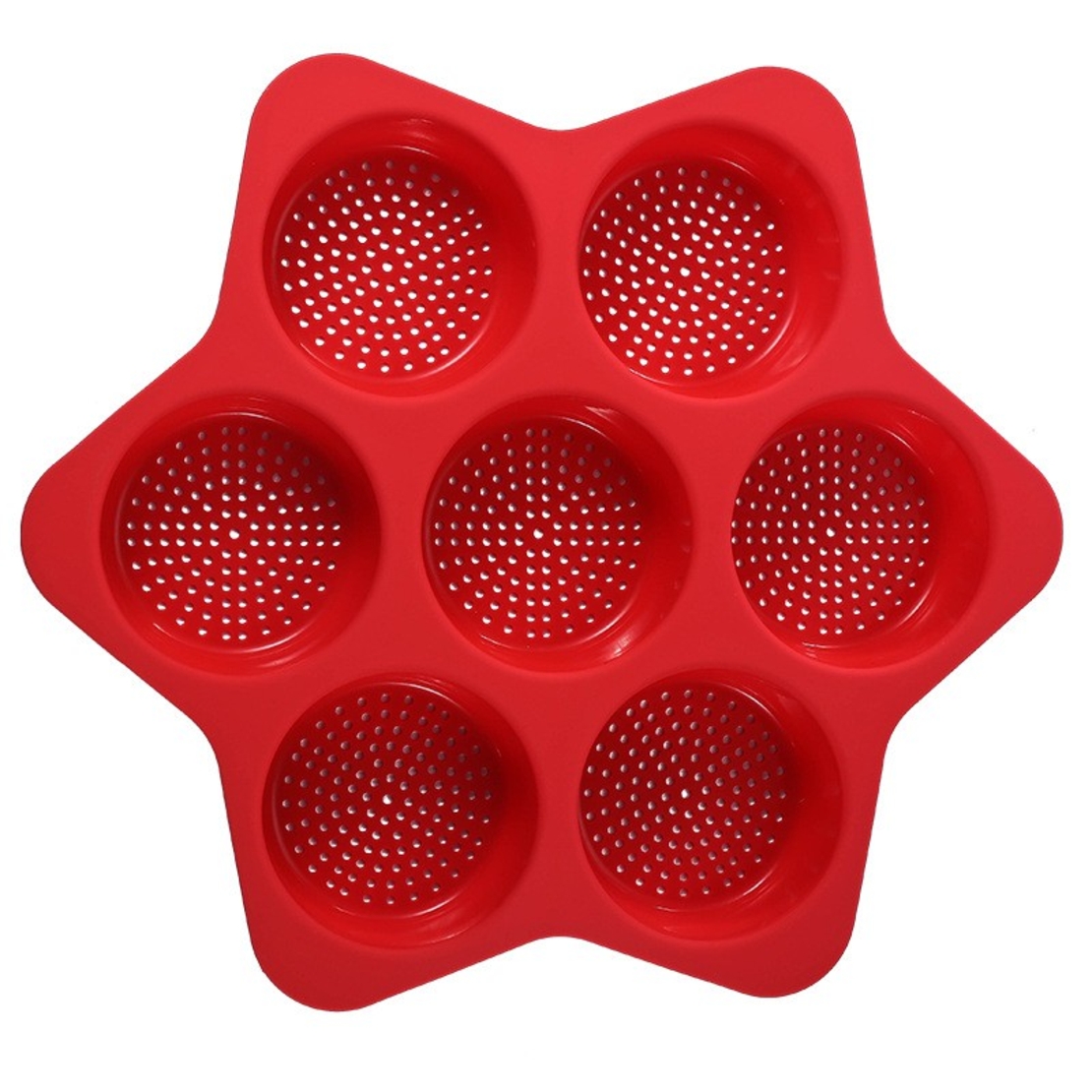 Forme de Silicon pentru Copt, Flippy, 7 Forme Rotiunde, pentru Burgeri si Prajituri, 38.5 x 4 cm, Rosu