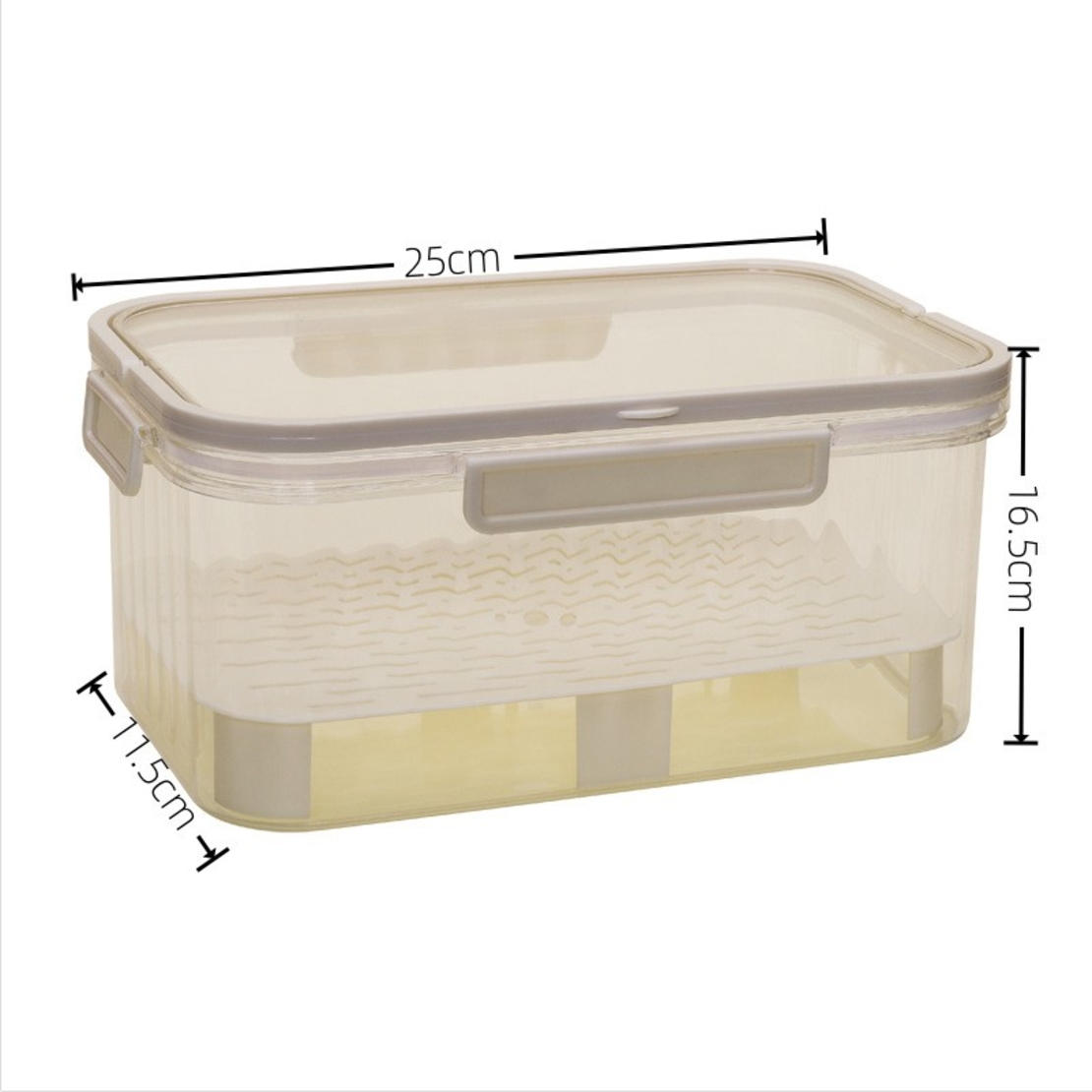 Cutie de Depozitare Portabila, Flippy, cu Separator pentru Gheata si Scurgere, Mentine Rece, Caserola Pranz, 25x16.5x11.5 cm, Gri/Transparent