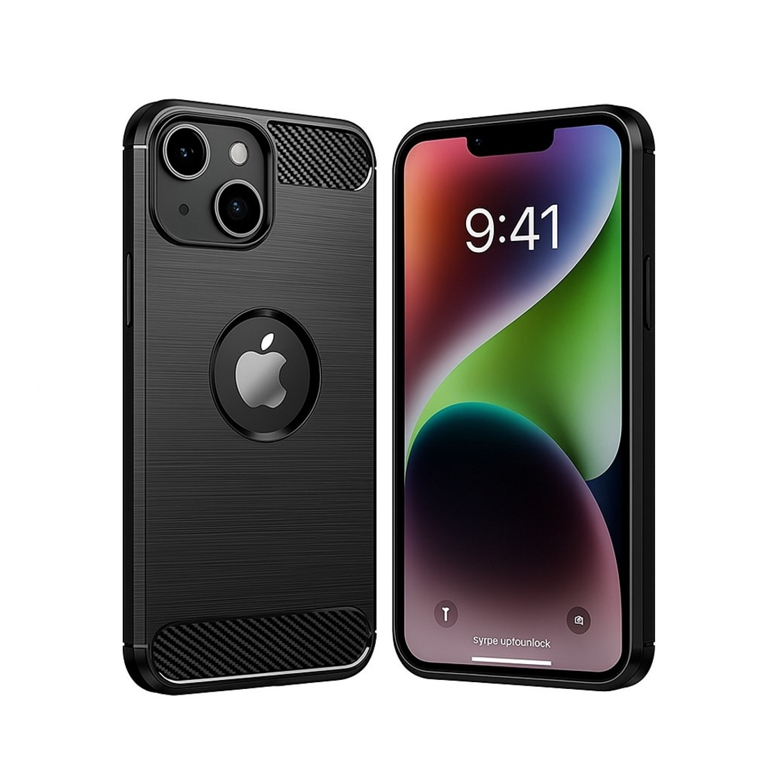Husa Protectie, Vafy, Compatibila Apple iPhone 15 Pro Max, Carcasa TPU Carbon, 1.5 mm, Negru