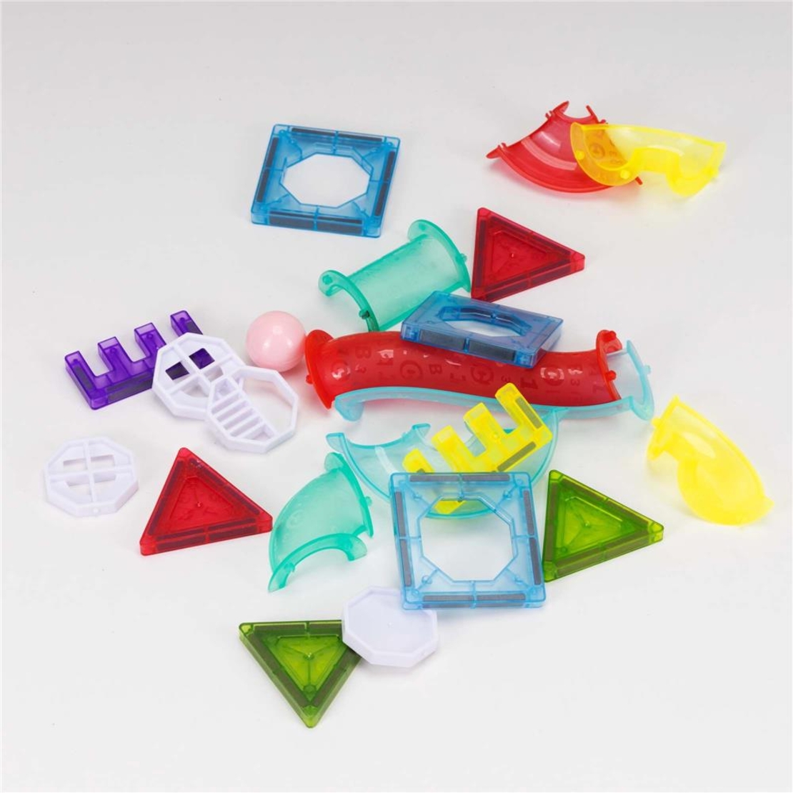 Set de constructie din piese magnetice educative pentru copii 66 de piese, multicolor