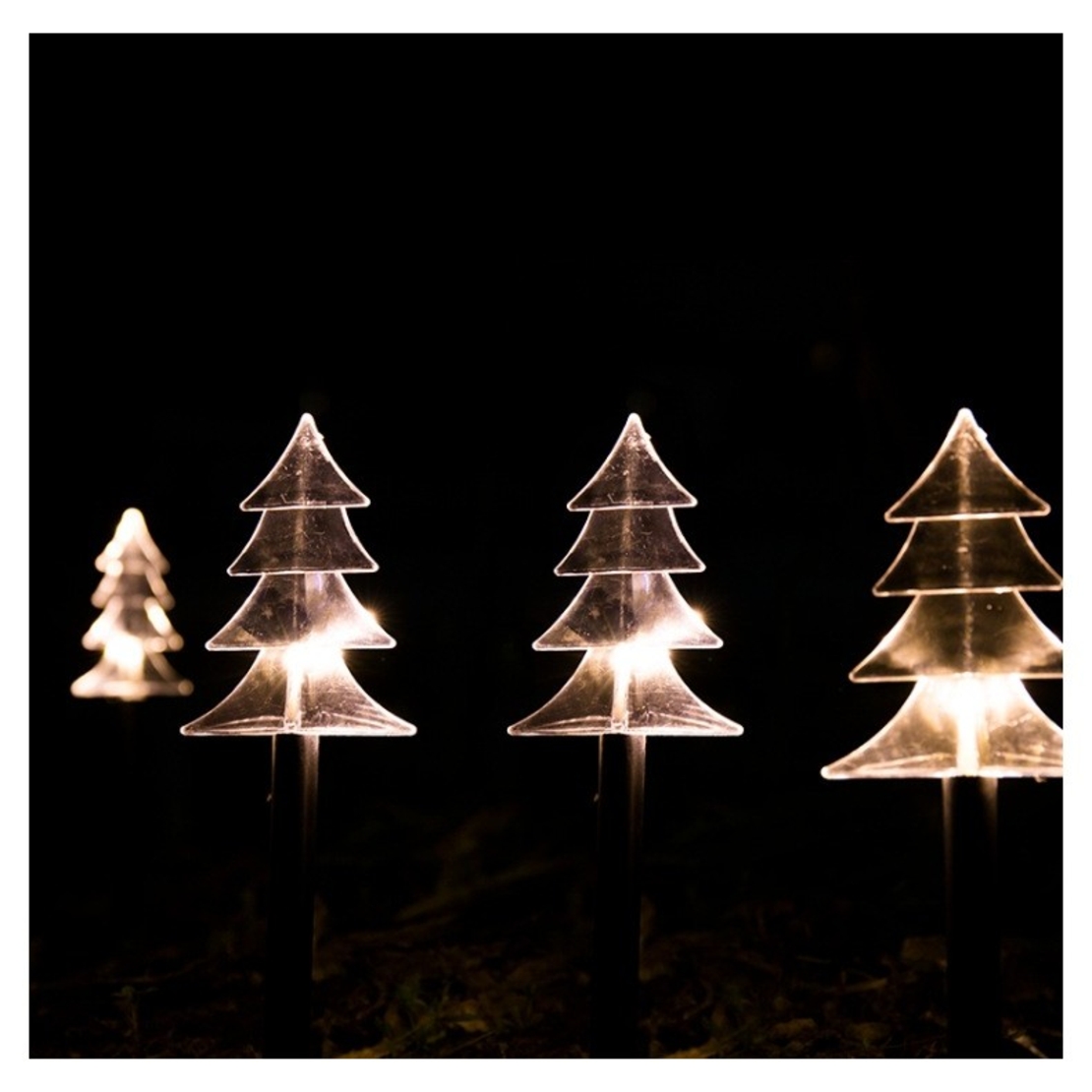 Set 5 Lampi LED cu baterii, de exterior Model Brad, pentru gradina, Vafy, 35.5 cm, Alb Cald