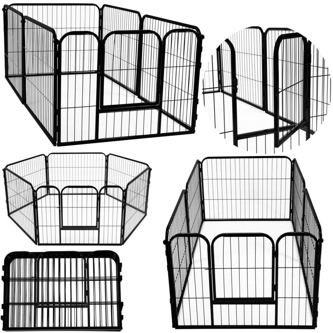 Tarc pentru animale de companie, din fier, forma configurabila, cu usa de acces, 3XL, 165x80x60cm, negru