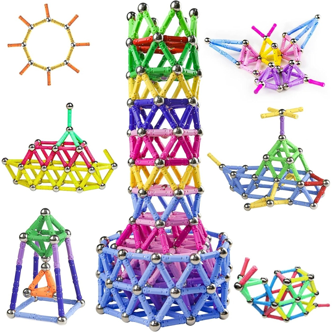 Set 308 Piese Betisoare Magnetice, Flippy, din Plastic/Magnet, +3 Ani, Multicolor