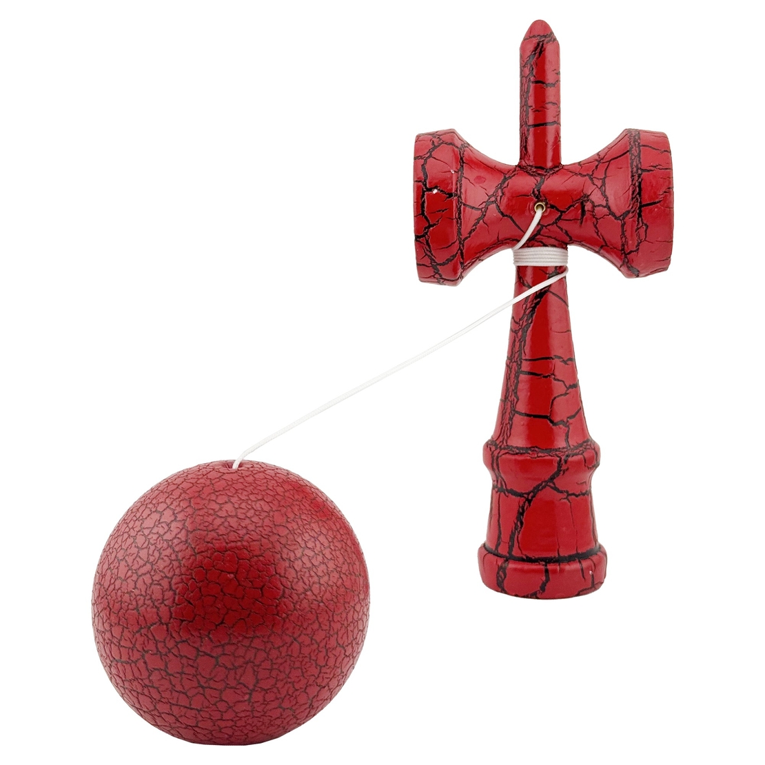 Kendama X Originala, Profesionala, Flippy, Kendama Cracked, din Lemn, 18 cm, Rosu/Negru