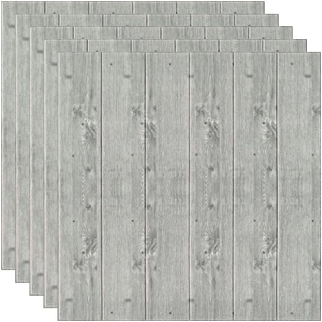 Set 10 Placi Tapet 3D, Vafy, 70 x 70 cm, Grosime 3 mm, din Rasina, Tip Placi de Lemn, Suprafata Acoperita 4.9 mp, Gri Inchis