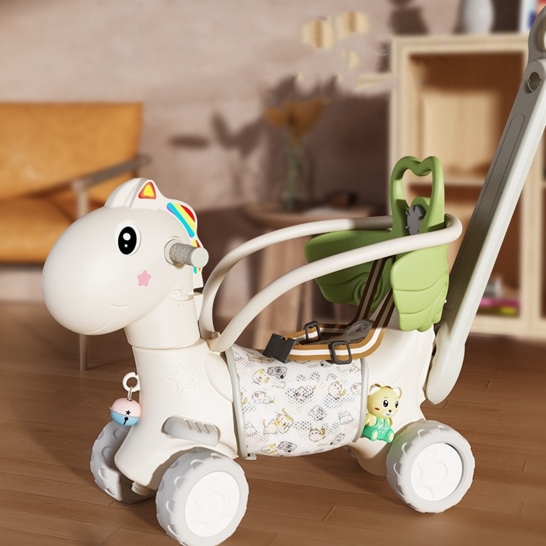 Balansoar pentru Copii, Flippy, 3in1, cu Spatar si Bara de Siguranta, Maner cu Cos de Basket, Tava de Masa, 80 x 43 x 83 cm, din Plastic, + 3 Ani, Verde