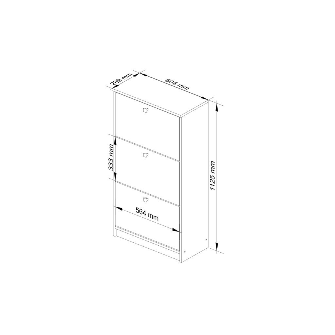 Dulap pantofi cu 3 usi rabatabile, PAL laminat 16 mm, 60x29x113 cm, alb