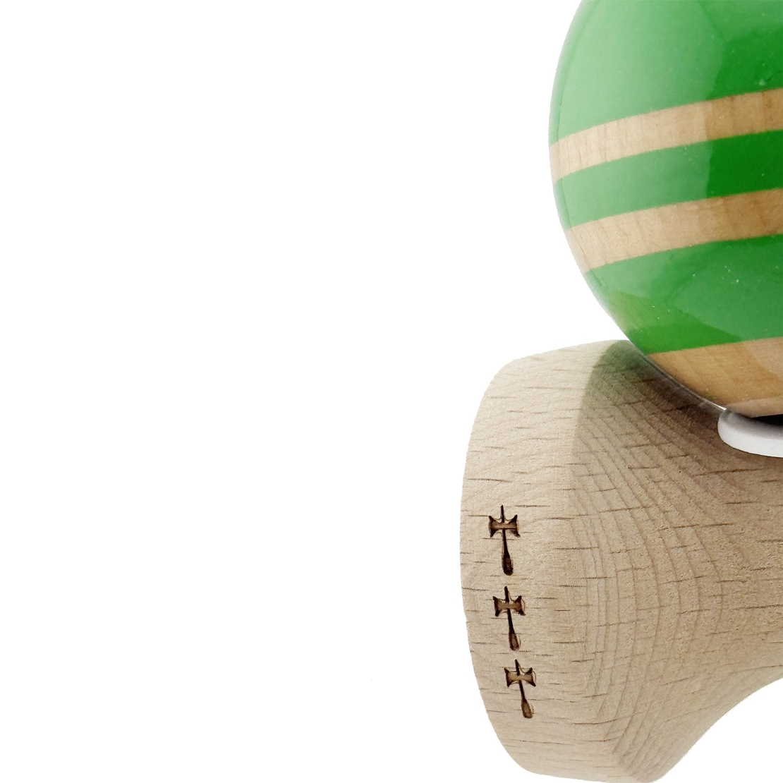 Kendama X Originala RAINBOW, Profesionala, Flippy, Cupe Mari KING SIZE V3, Super Sticky, Gaura in Baza, Rulment Metalic, din lemn 18 cm, Ata 62/65 cm, Verde/Maro