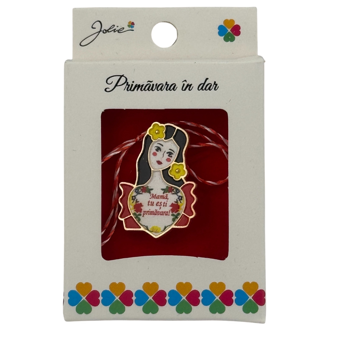 Martisor Brosa Mica in Cutie, Jolie, Design cu Mesaj, Material Metal, Dimensiune 2.5-3 cm, Model Traditional Mama