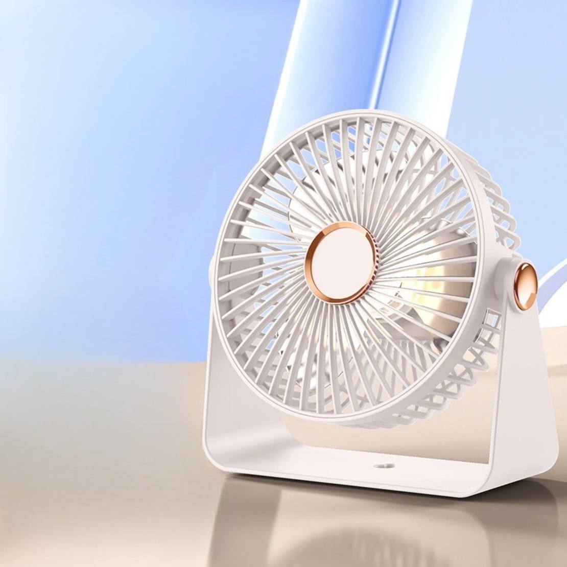 Ventilator 2in1, Vafy, de Masa/de Perete, Incarcare USB, 3.7 V, 4.5 W, 1200 mAh, 17.5 x 17 x 7.6 cm, Alb
