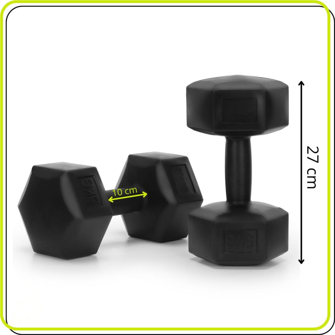 Set gantere hex 2x5 kg, bitum cu invelis rezistent PP, negru