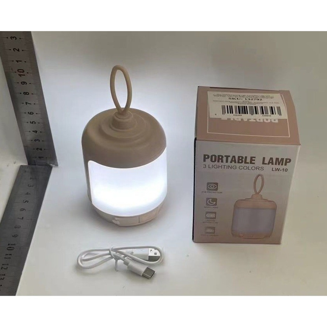 Mini Lampa LED de Camping, Vafy, pentru Aer Liber, Reincarcabila USB Type C, 3 Trepte de Lumina, Portabila, 13.8 x 6.5 cm, 5V, Alb