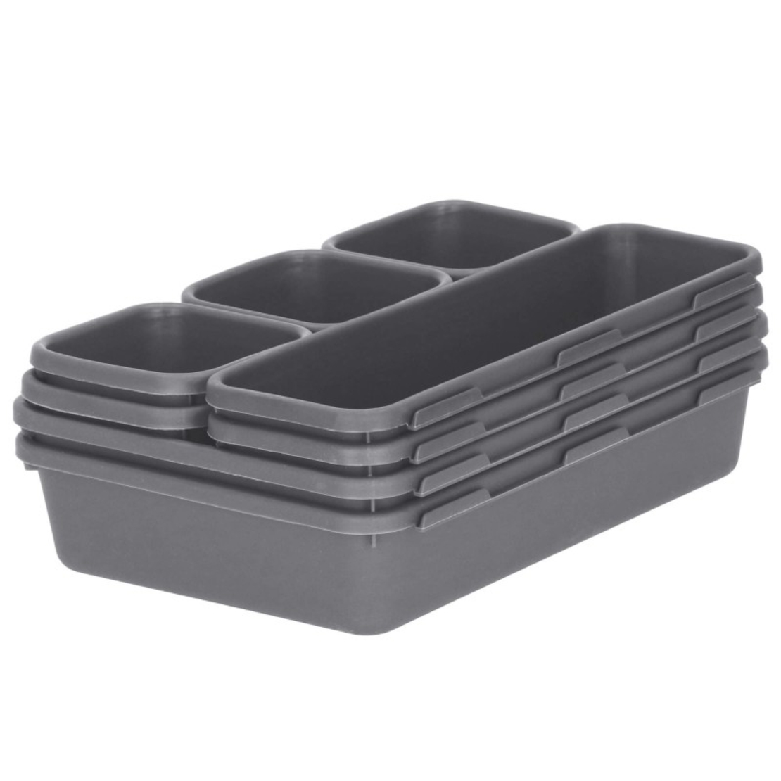 Organizator sertar bucatarie, 8 piese, gri
