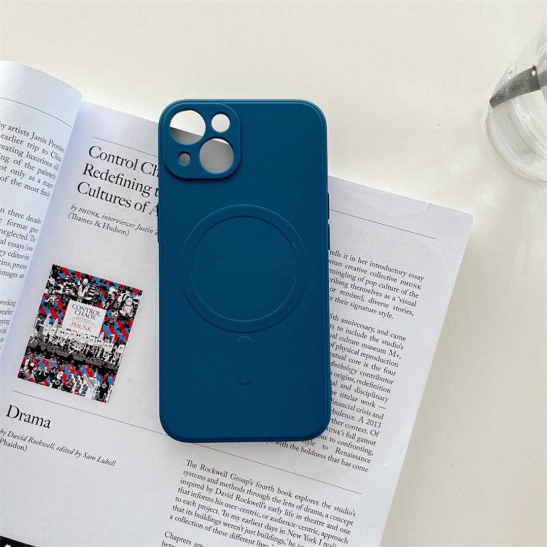 Husa protectie Vafy compatibila cu iPhone 14 Pro Max, Liquid MagSafe, ring-shaped, magnetica, Albastru