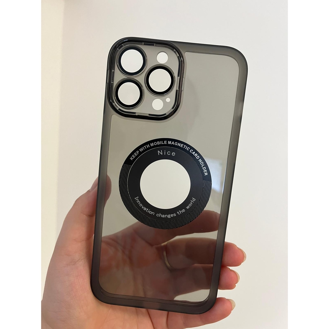 Husa protectie Vafy pentru Apple iPhone 14 Pro Max decupaj logo, magnetica, Protectie Camera, Negru