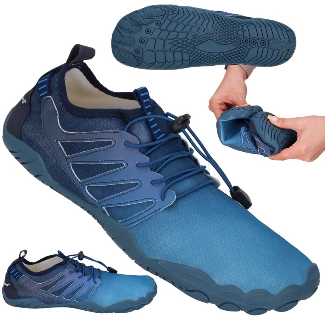 Pantofi plaja si apa, talpa cauciuc antiderapanta, material respirabil, albastru, marimea 44