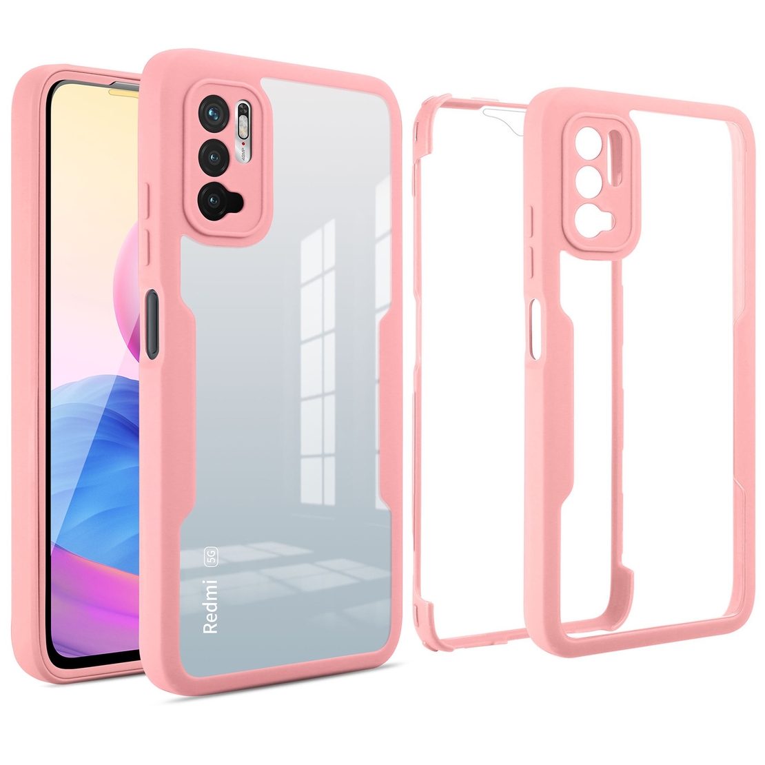 Husa Max Defence pentru iPhone 12 Pro Max, Bumper Roz, Fata Dubla Transparenta, Protectie Antisoc Full 360 ( fata, spate, margini ), Vafy