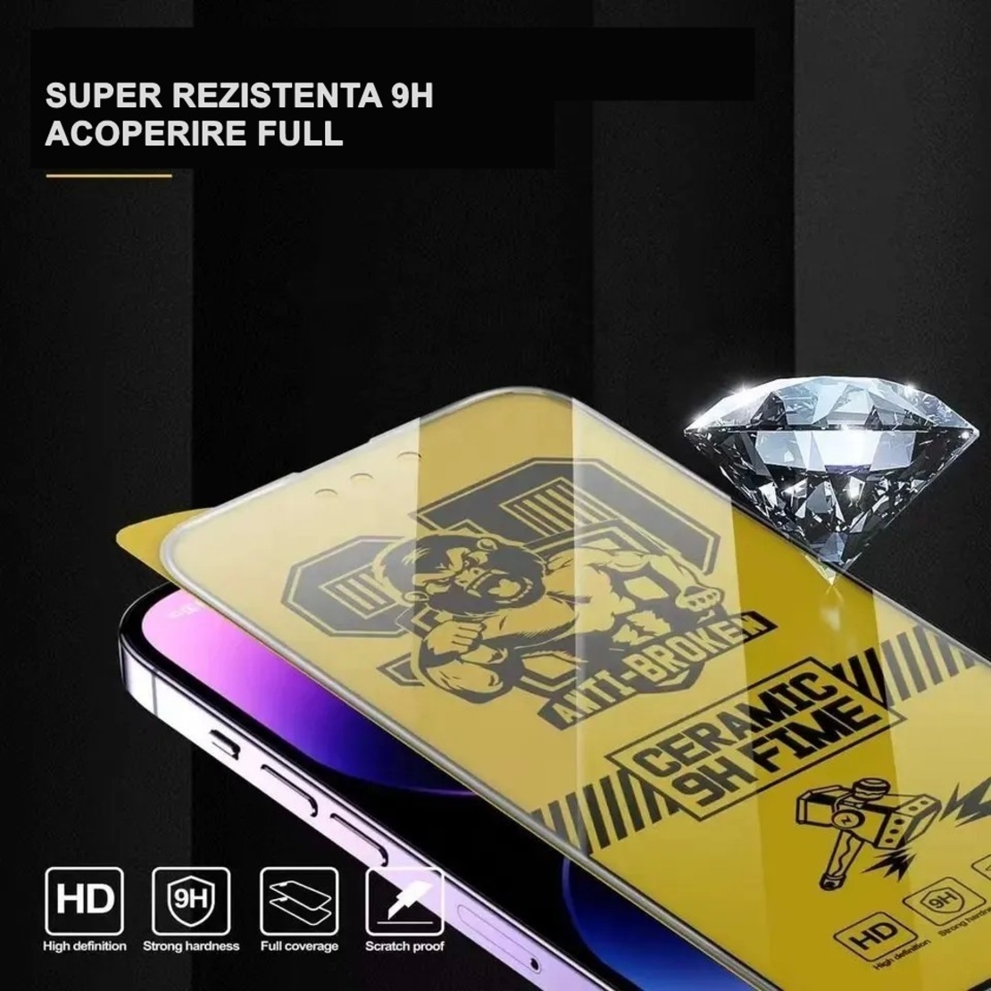 Folie de protectie Ceramica, Flippy, compatibila cu Apple iPhone 15 Pro Max, Transparenta HD, 9H, margini negre