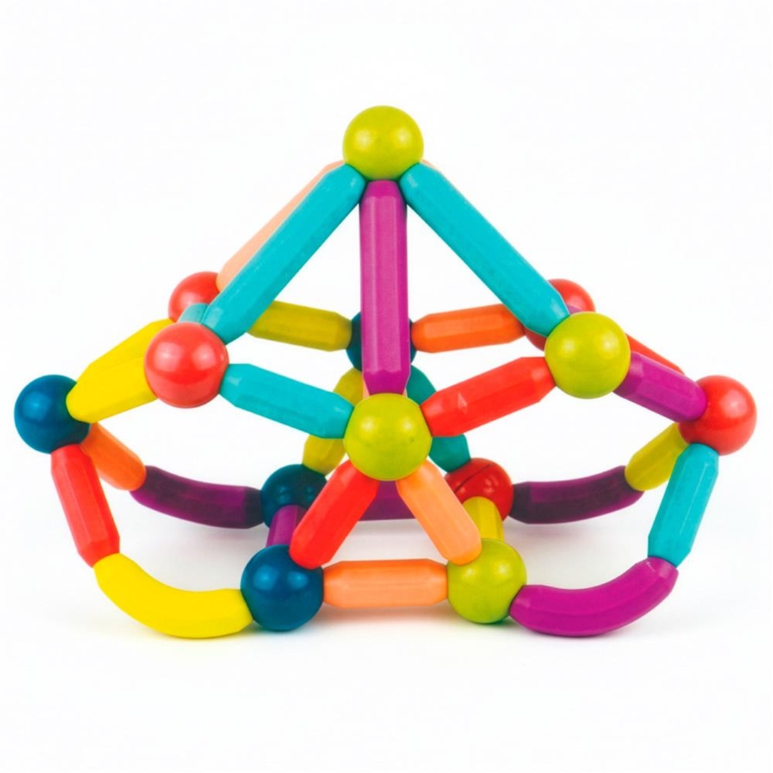 Set de constructie din piese magnetice educative pentru copii 128 de piese, multicolor