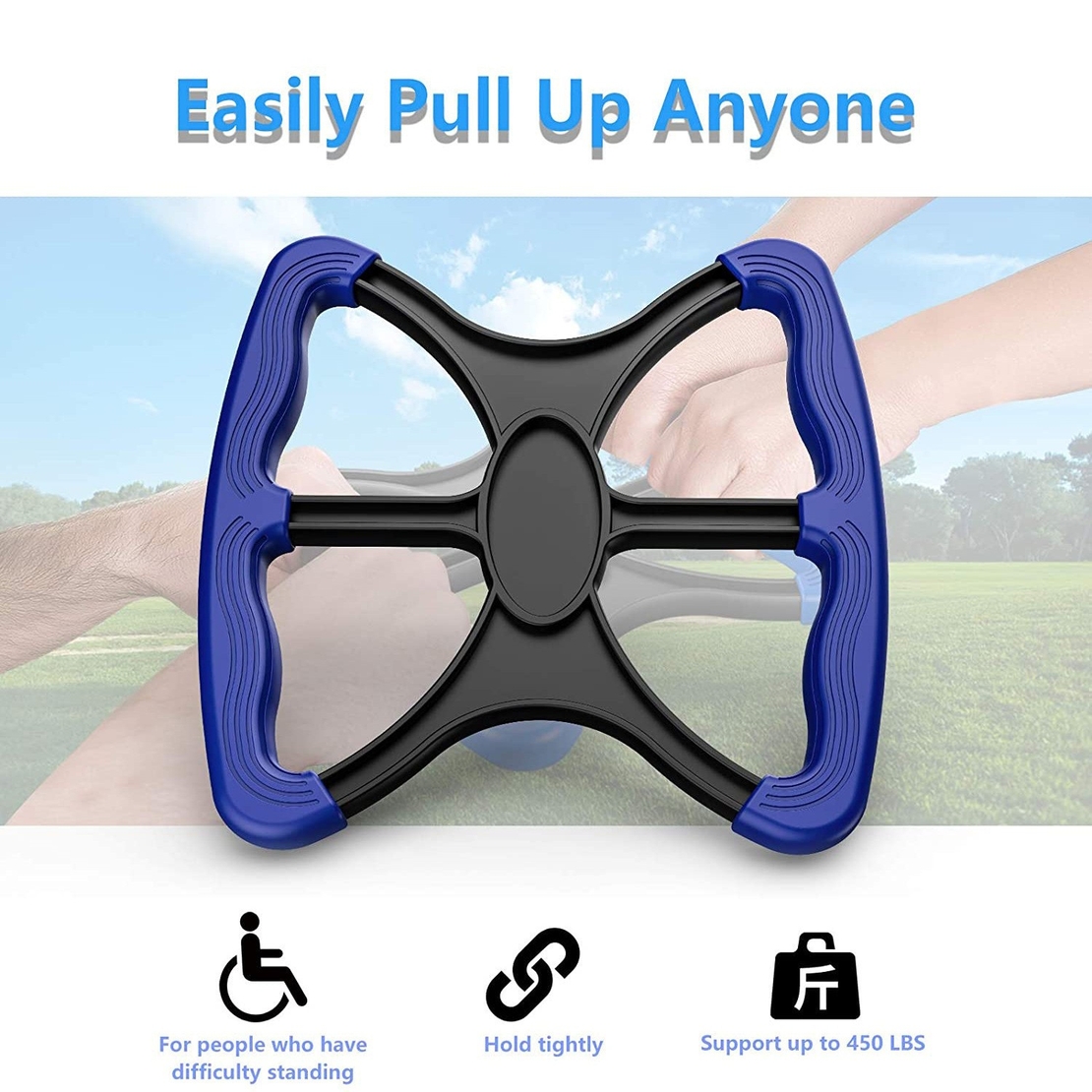 Dispozitiv pentru Ridicare, Flippy, Ajutor Varstnici, din Plastic, Maner Ergonomic, 200 kg, Albastru