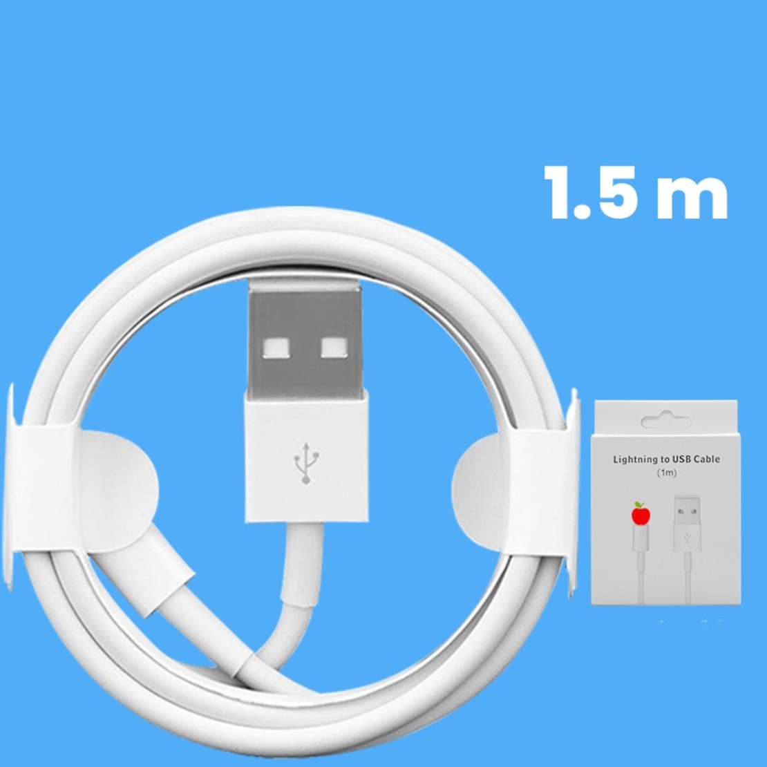 Cablu de Date pentru Telefon, Flippy, port USB-A Compatibil cu iPhone cu porturi de tip Lightning, pentru Incarcare Rapida, Lungime 1.5M, Alb