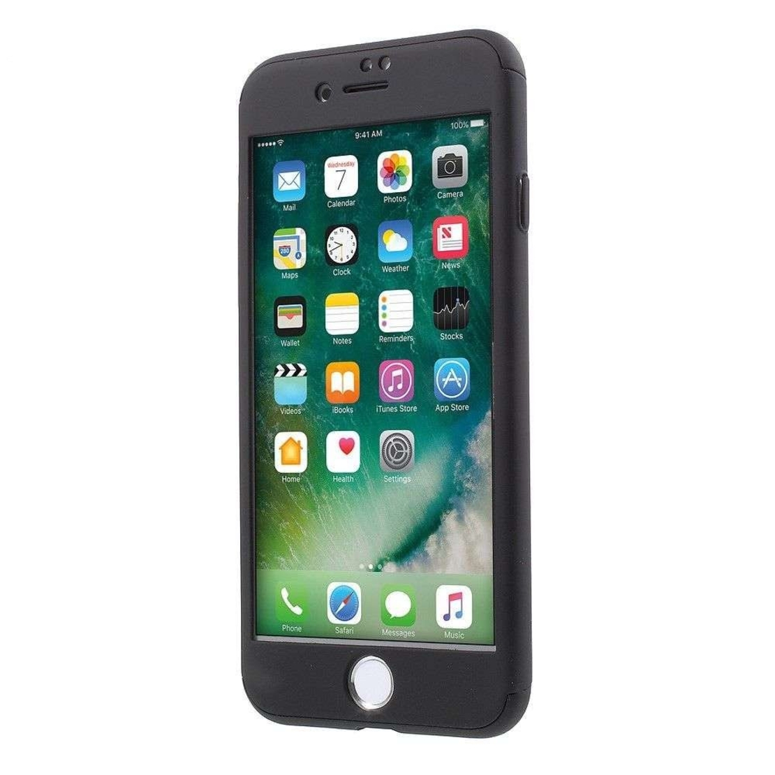 Set Husa si Folie de Protectie, Flippy, Compatibila cu Apple iPhone X, Full Cover 360°, Plastic + Sticla, Negru