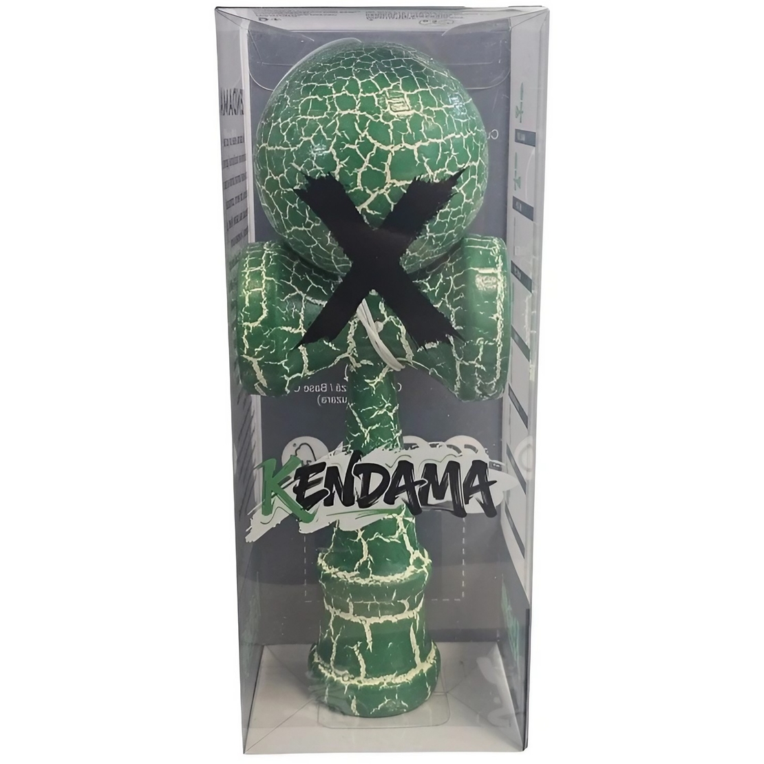 Kendama X Originala, Profesionala, Flippy, Kendama Cracked, din Lemn, 18 cm, Verde Alb