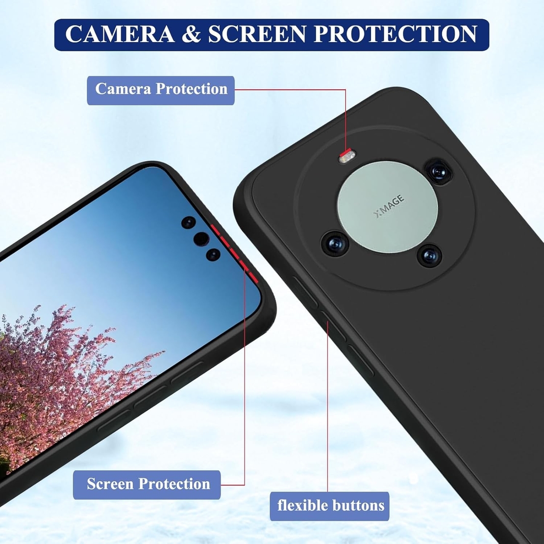 Husa de Protectie, Vafy, pentru Huawei Mate 60 Pro, Liquid Silicone, cu Microfibra pe Interior, Protectie Antisoc, Compatibil Incarcare Wireless, Negru