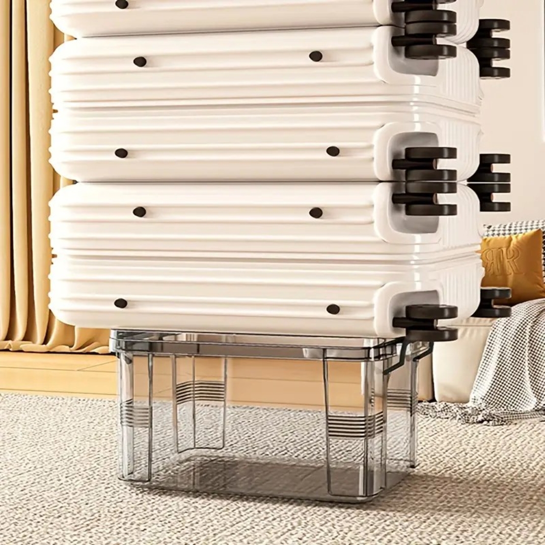 Cutie De Depozitare, Flippy, Tip Valiza, pentru Alimente, Jucarii, Accesorii, Transparent-Gri, Marime M, 31.5x23x19 cm
