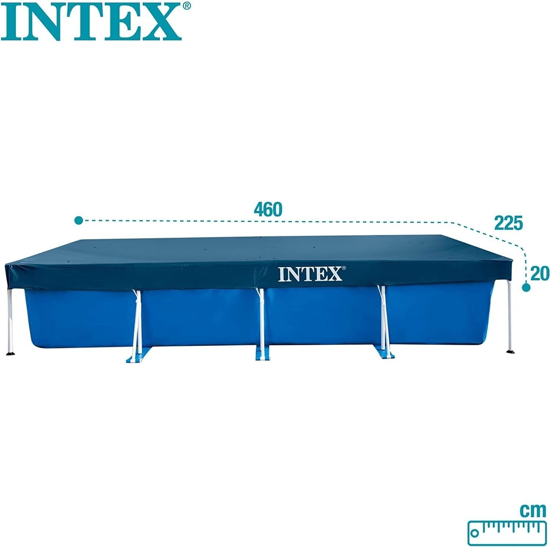 Prelata rectangulara pentru piscina Intex 28039, 450x220xH20 cm, PVC, bleumarin