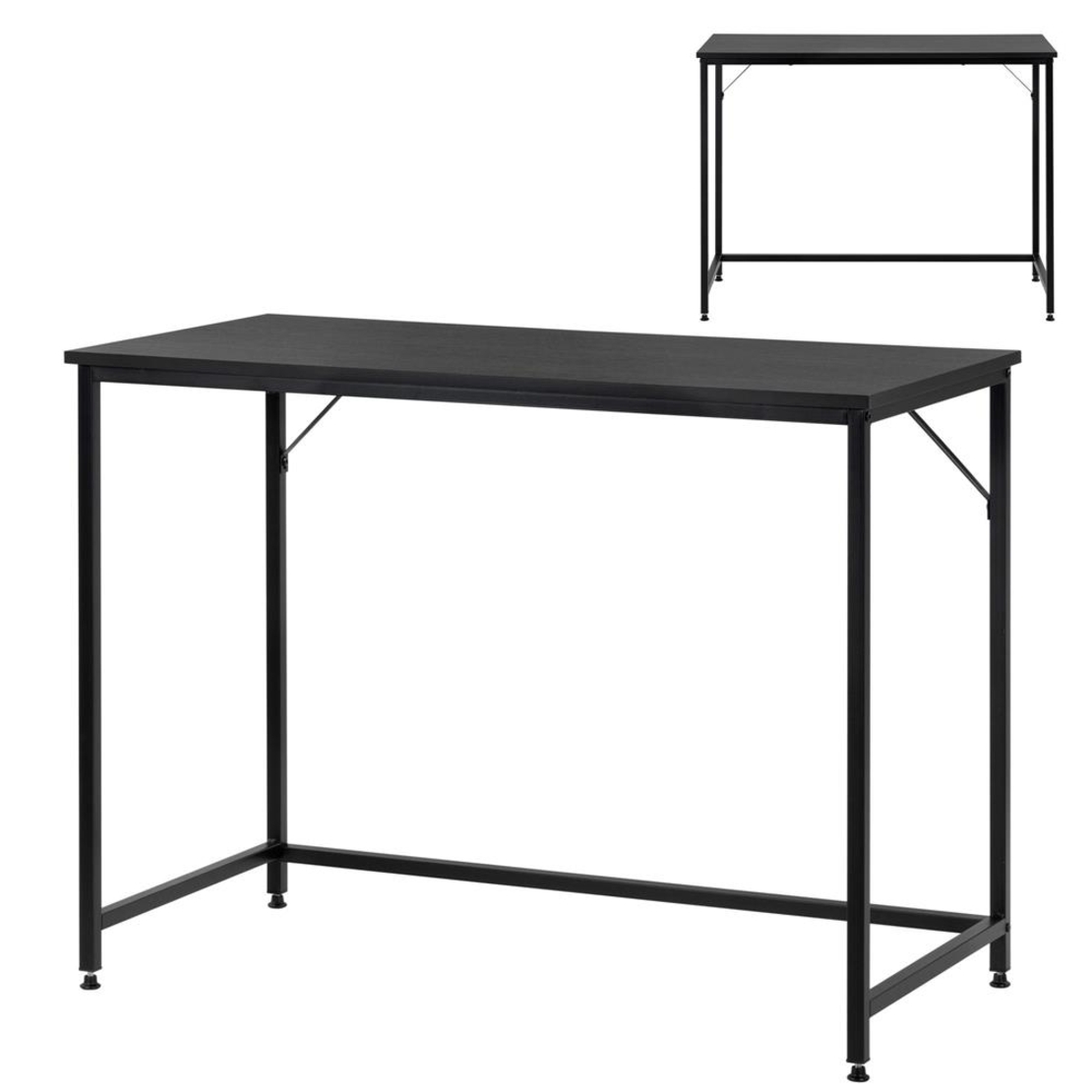 Birou cu blat MDF si cadru metalic, 100x50x76 cm, negru