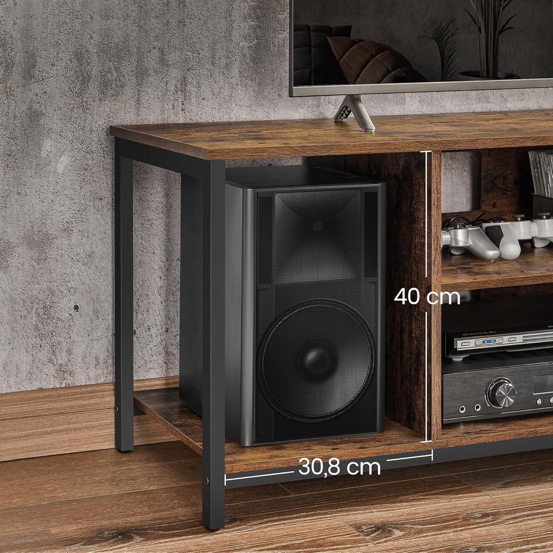 VASAGLE Comoda TV pentru televizor pana la 60 inch, stil industrial, 120x40x50 cm, maro rustic