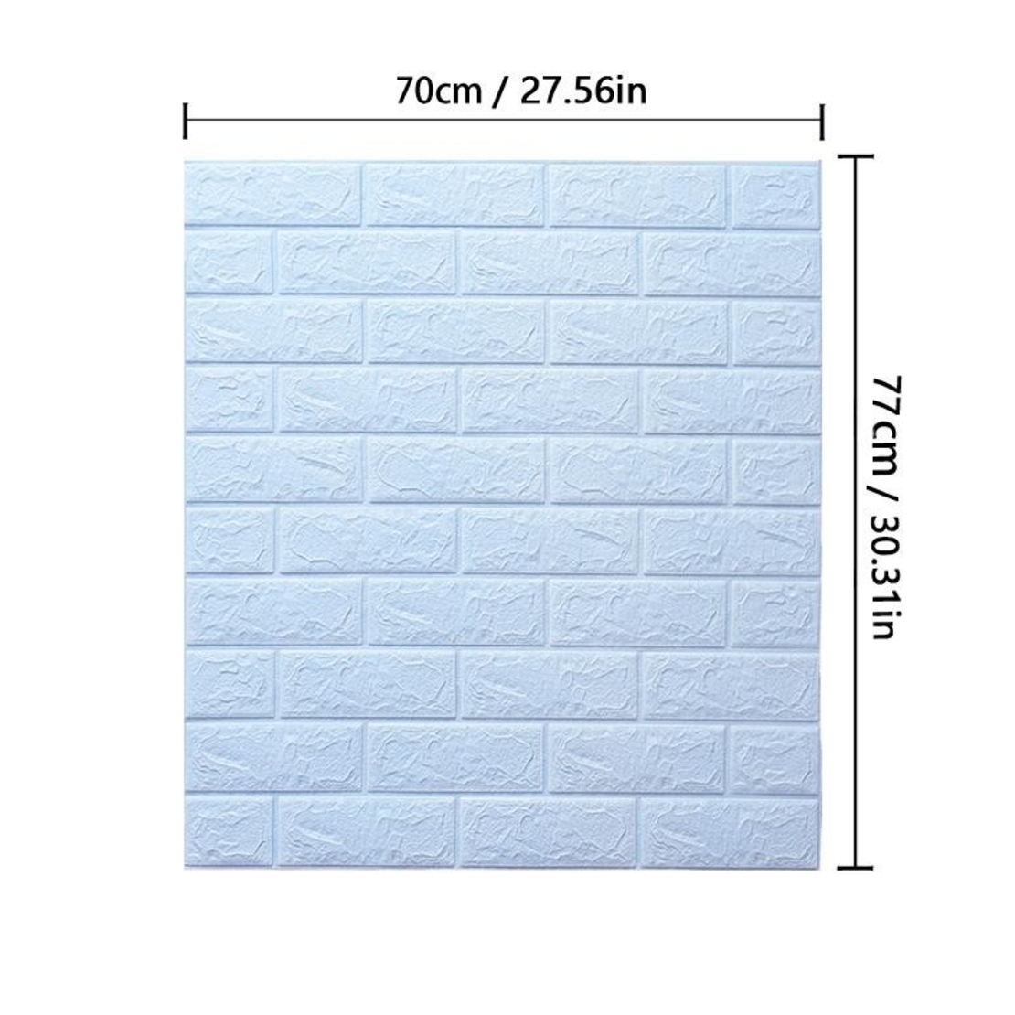 Set 10 Placi de Tapet, Vafy, Autoadezive, 70 x 77 cm, 3.5 mm Grosime, Suprafata Acoperita 5.3 mp, din PVC, Model Caramida, Albastru Deschis