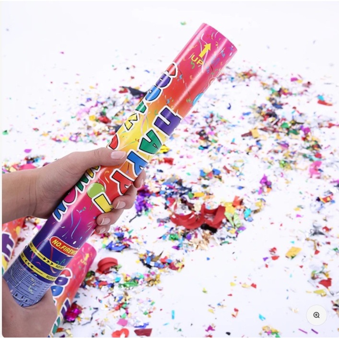 Tub de Confetti, Flippy, Clasic, 60x5 cm, Confetii Asortate din Plastic, Eliberare prin Rasucire, Multicolor