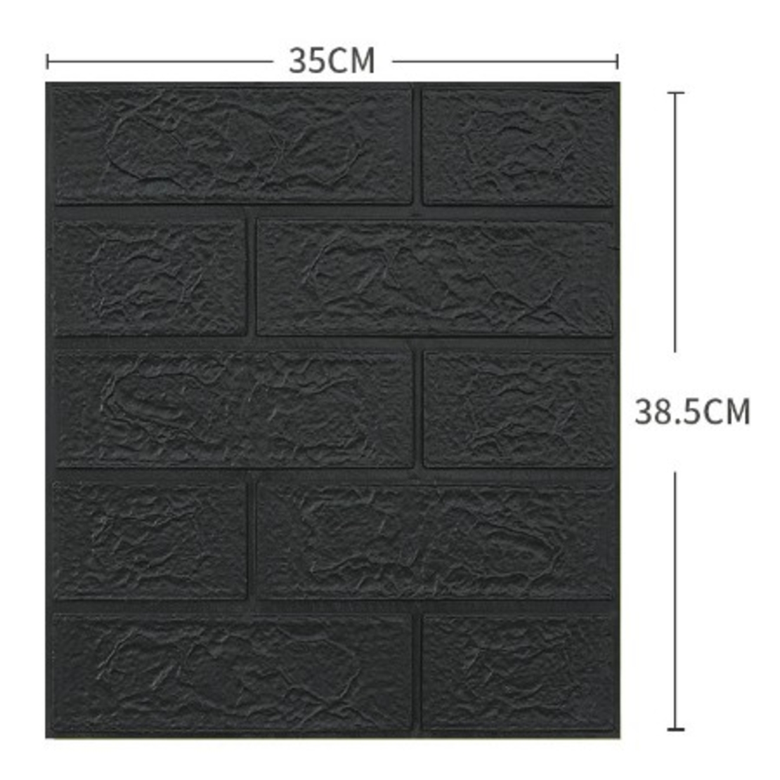 Set 10 Placi Tapet 3D Flippy, 35 x 38 cm, 3 mm, 1.33 mp, Negru