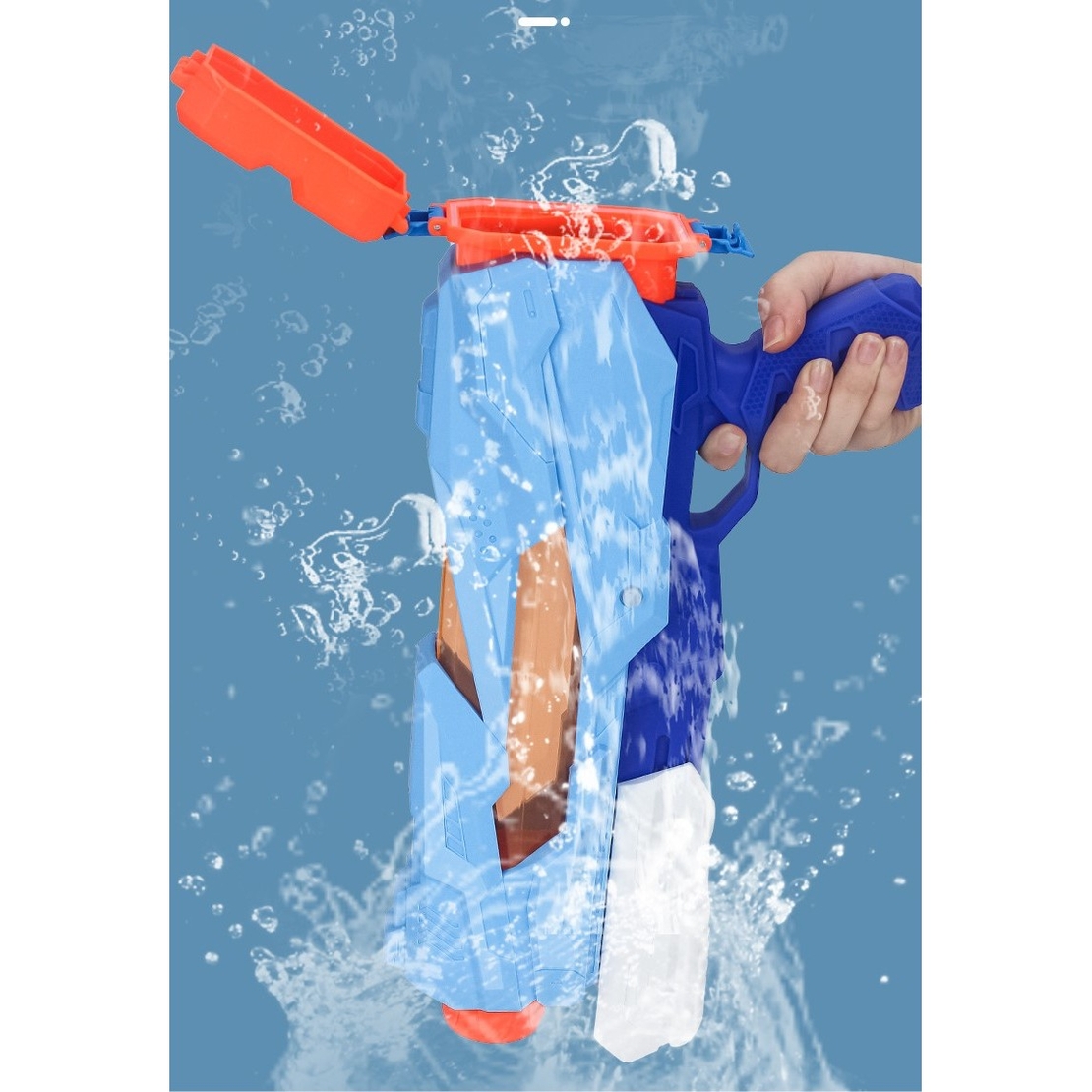Pistol cu Apa pentru Copii, Rezervor, Pentru Piscina/Plaja, Flippy, 6ani+, 5 duze, Quick Fill, Albastru, 800ML