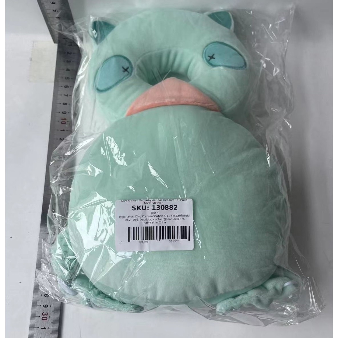 Perna tip Rucsac pentru Protectia Capului, Vafy, Tetiera tip Raton, pentru Bebelusi, 33x6x19 cm, 180 g, Turcoaz