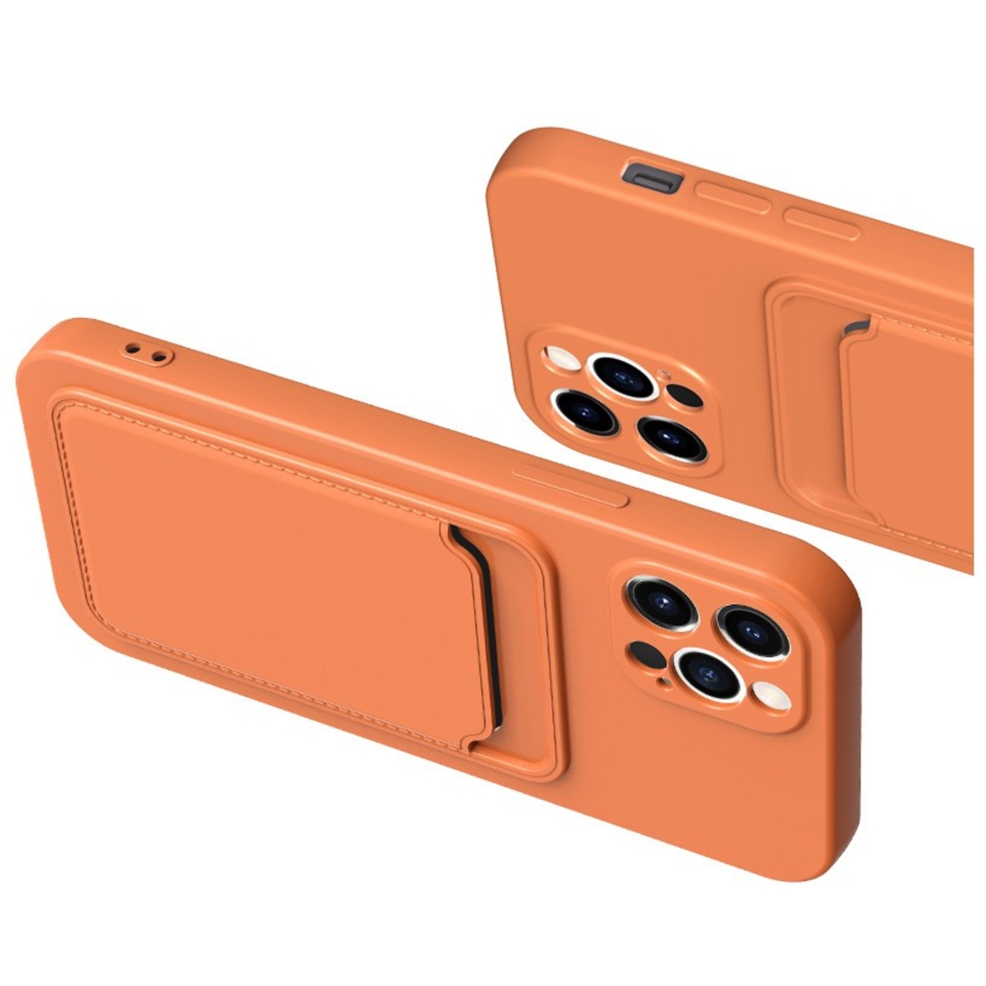 Husa protectie Vafy cu suport card compatibila cu Apple iPhone 12 Pro Portocaliu